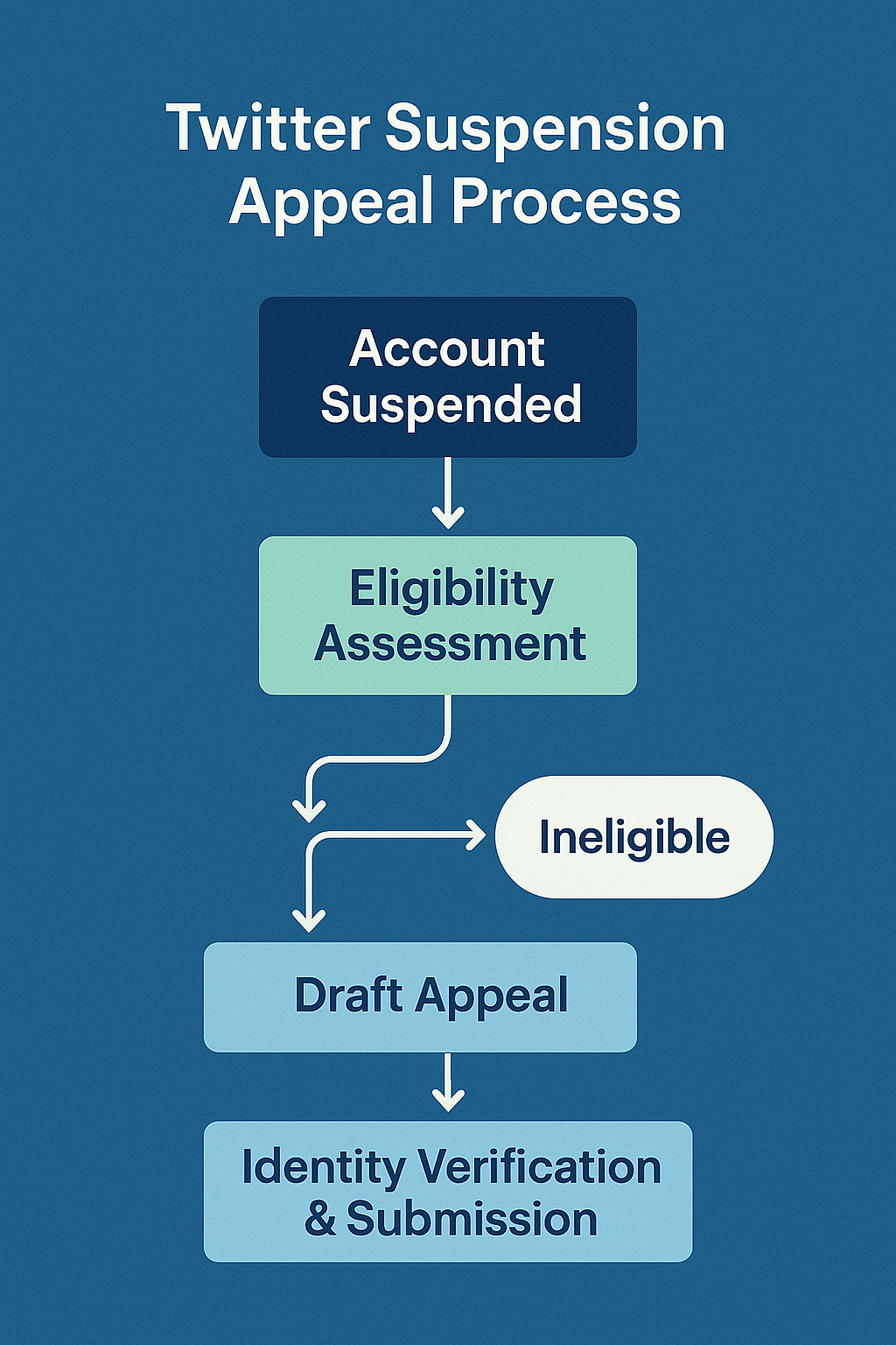 YouTube ban appeal flowchart showing step-by-step process from termination email to channel reinstatement