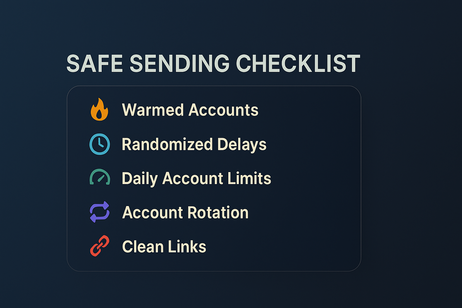 Telegram account warmup checklist showing daily activities for safe bulk messaging preparation
