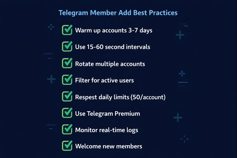 Professional Telegram member adding service best practices checklist with safety and targeting criteria